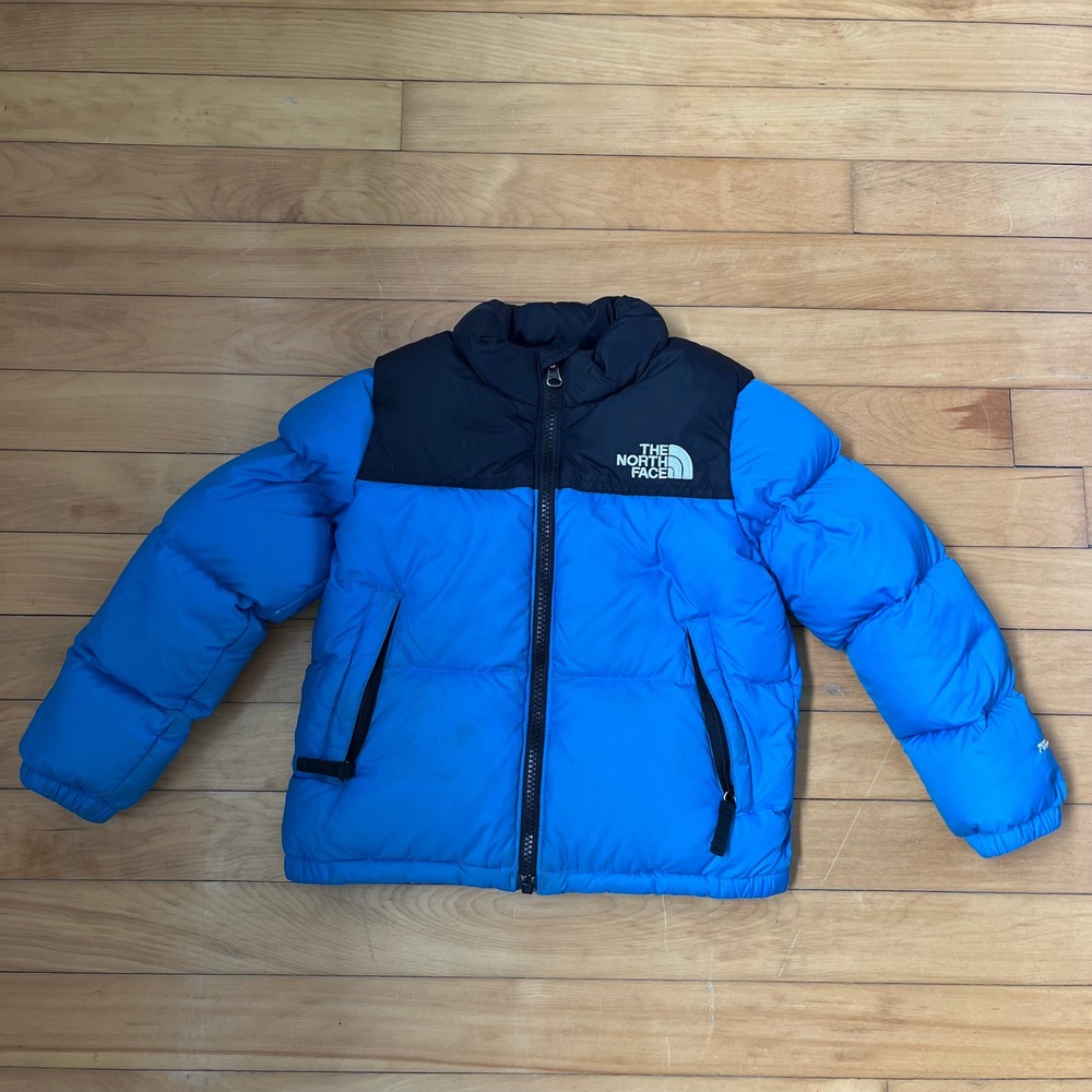The North Face Nuptse 700 Down Puffer Jacket Toddler 5T Blue Black Full Zip
